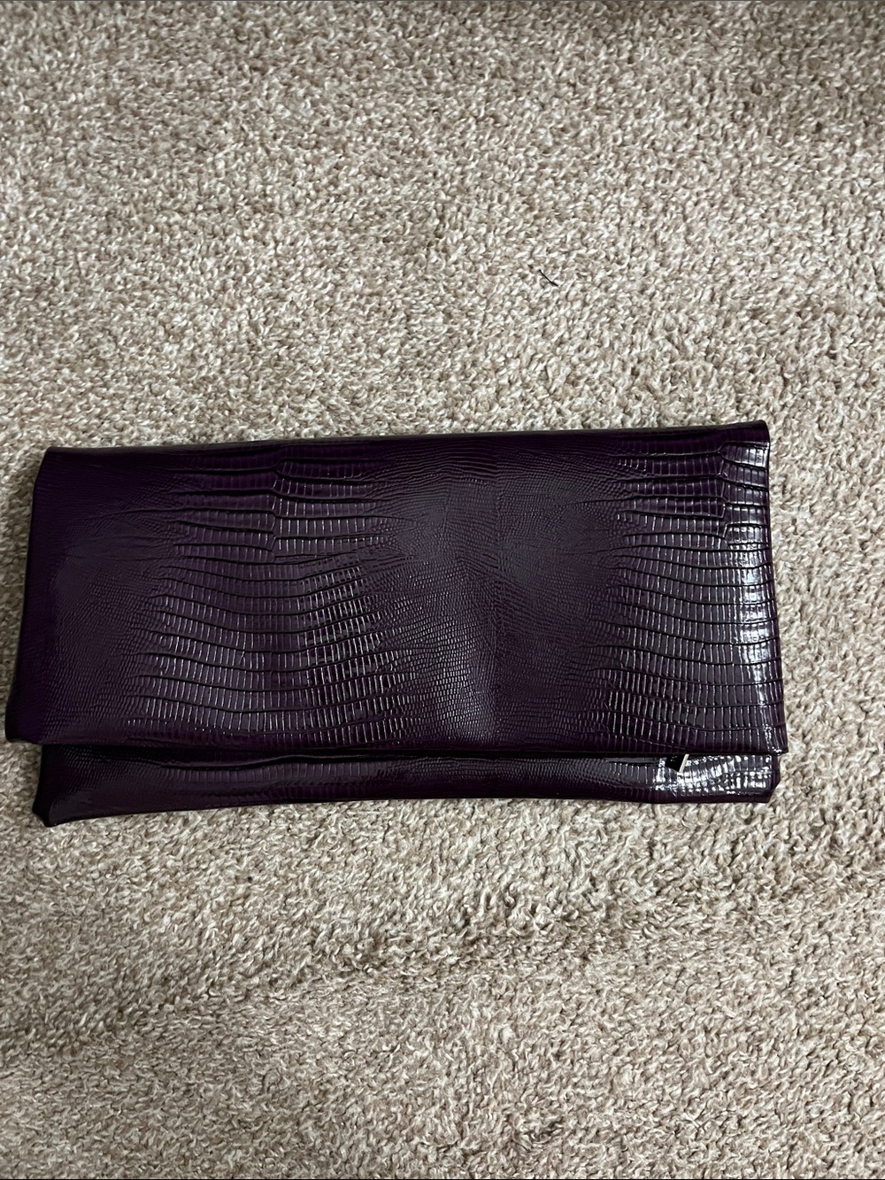 Nordstrom Fold-Over Clutch in Deep Plum Croc-Embossed